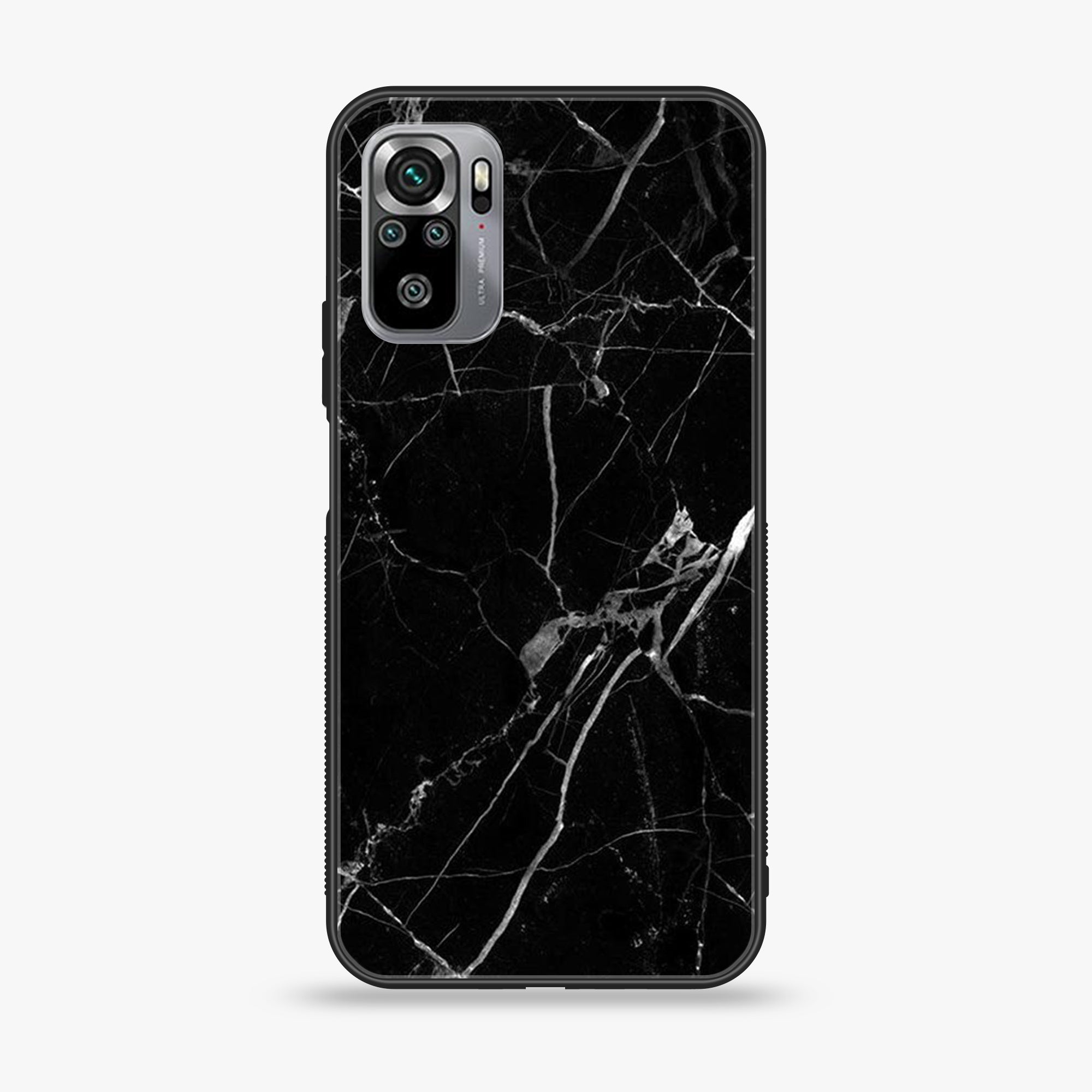 Xiaomi Redmi Note 10S - Black Marble Series - Premium Printed Glass soft Bumper shock Proof Case