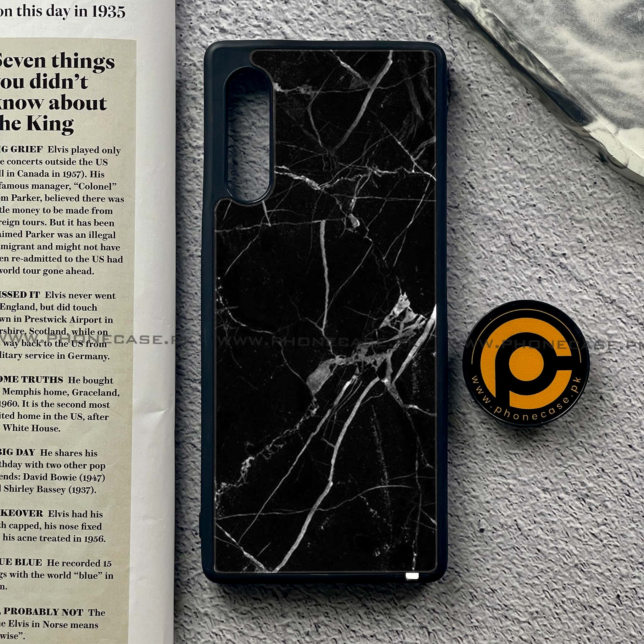 LG Velvet - Black Marble Series - Premium Printed Glass soft Bumper shock Proof Case