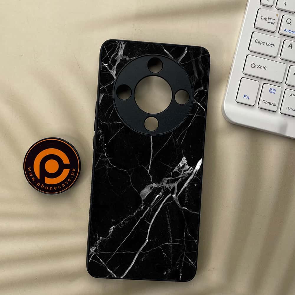 HONOR X9b 5G - Black Marble Series - Premium Metal  Printed soft Bumper shock Proof Case