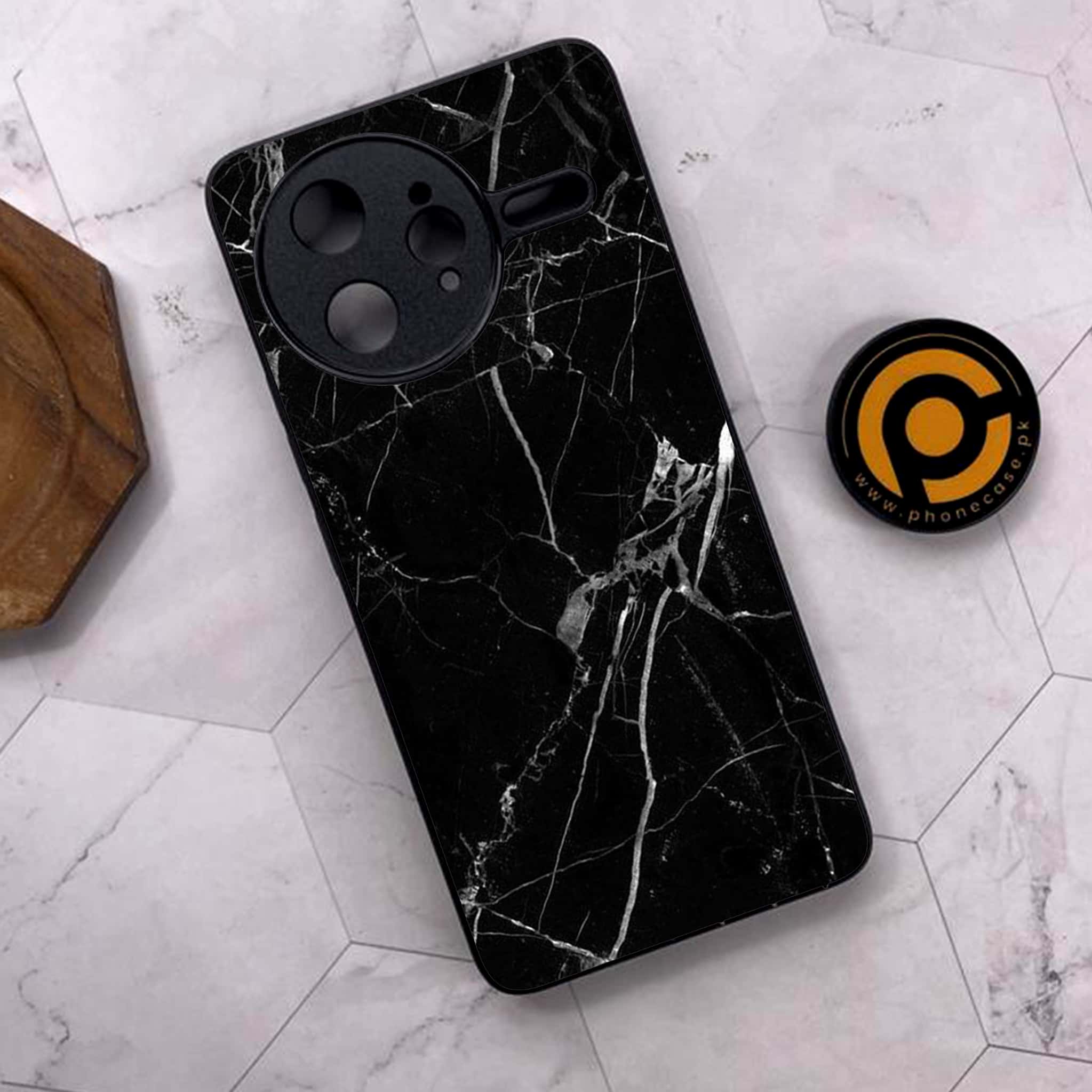 Xiaomi Poco F7 Ultra 5G - Black Marble Series - Premium Metal Printed soft Bumper shock Proof Case