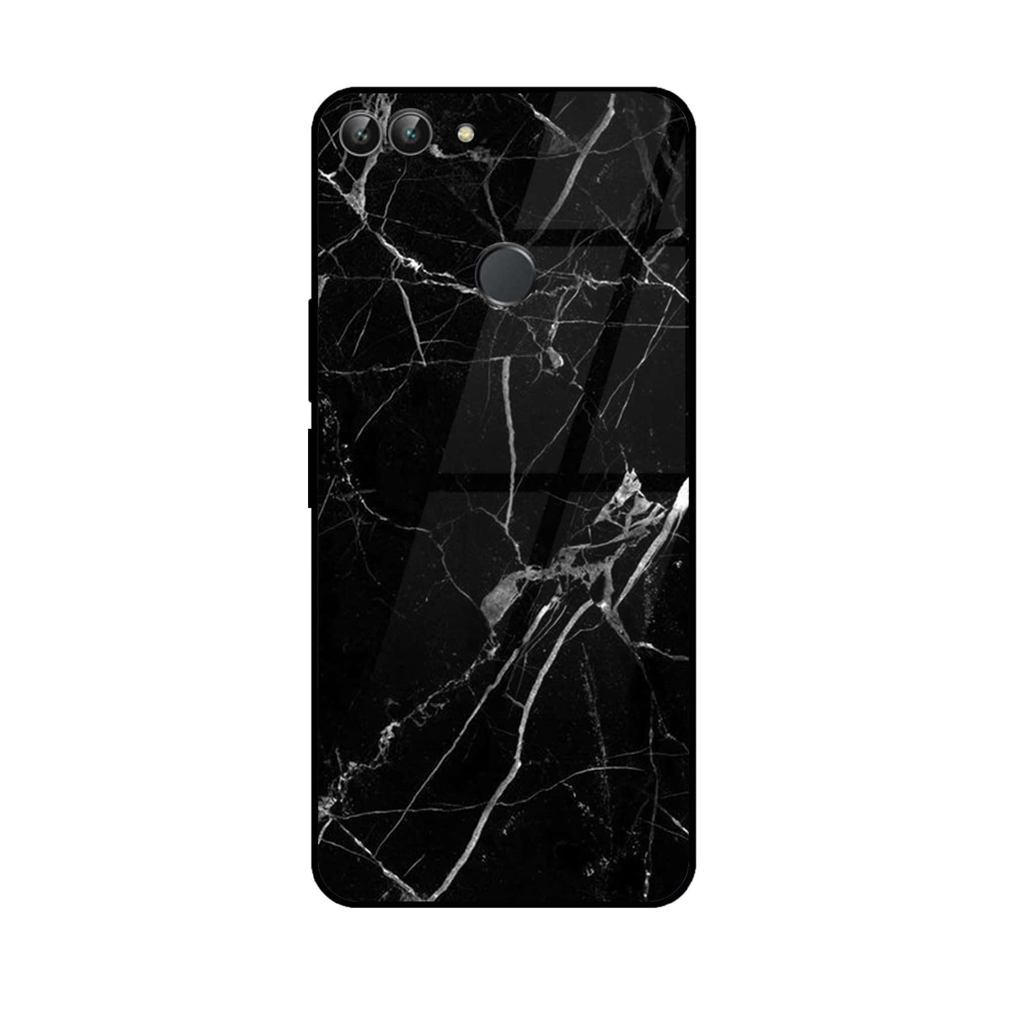 Huawei P Smart - Black Marble Series - Premium Printed Glass soft Bumper shock Proof Case