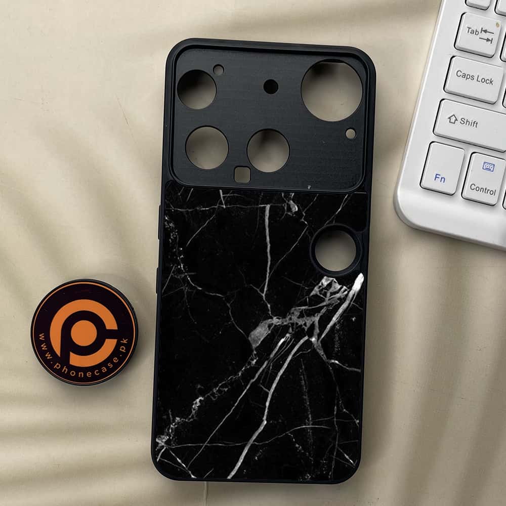 Nothing Phone 3 - Black Marble Series - Premium Metal  Printed soft Bumper shock Proof Case
