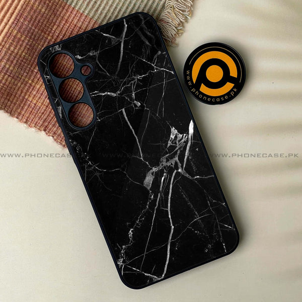 Samsung Galaxy A15 - Black Marble Design 2 - Premium Printed Glass soft Bumper shock Proof Case CS-22277