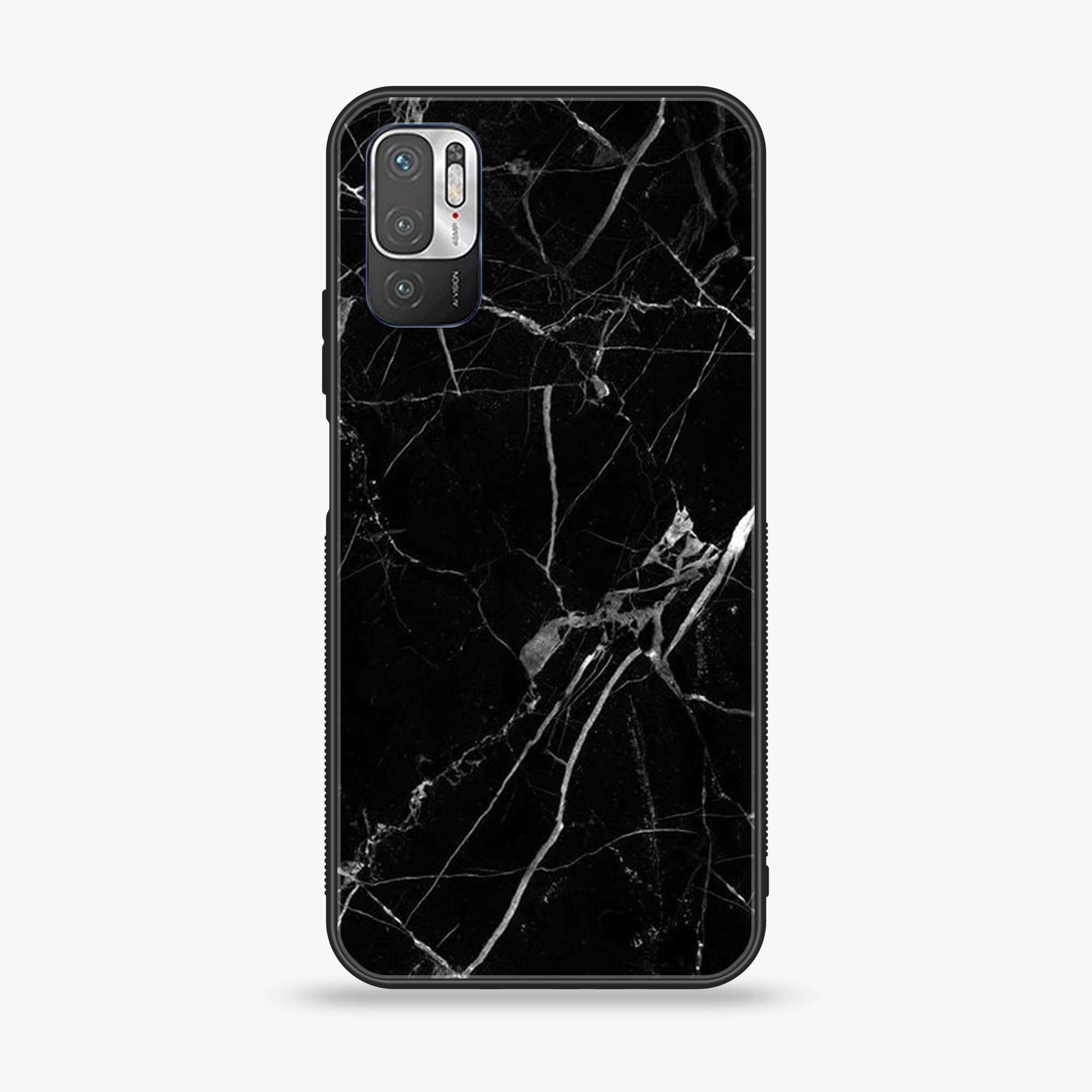 Xiaomi Redmi Note 10 5G - Black Marble Series - Premium Printed Glass soft Bumper shock Proof Case