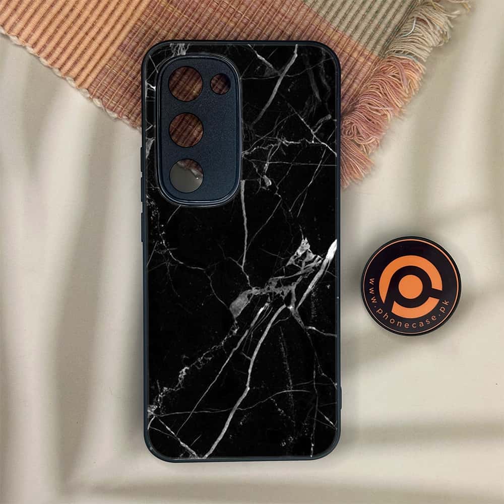 Tecno Spark 40 Pro Plus - Black Marble Series - Premium Metal Printed soft Bumper shock Proof Case