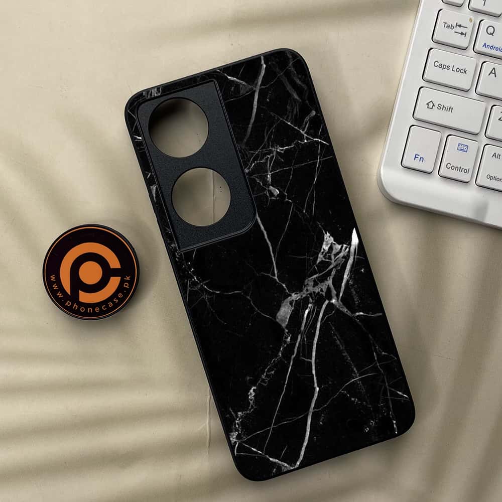 Honor X7b - Black Marble Series - Premium Metal  Printed soft Bumper shock Proof Case