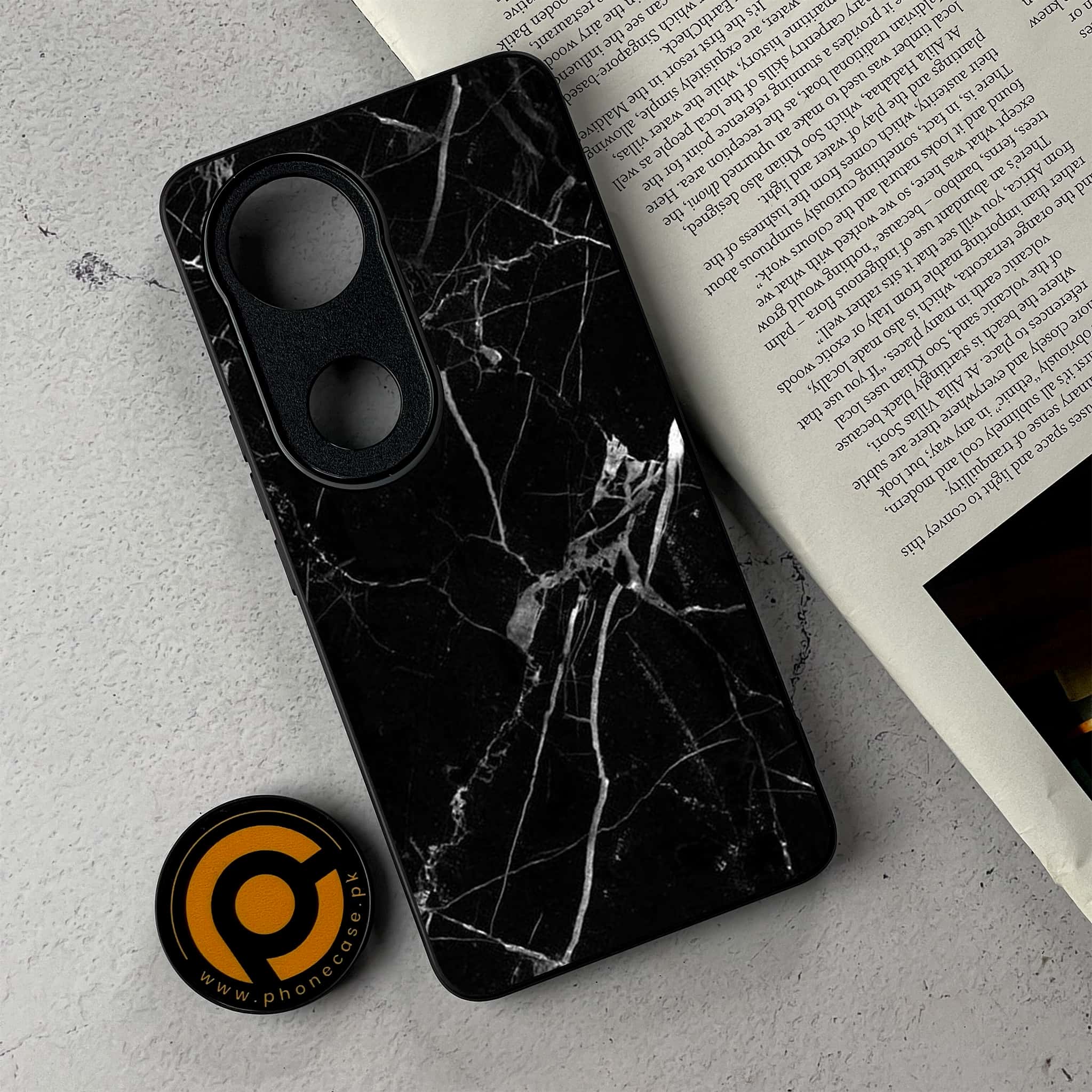 Vivo V50 - Black Marble Series - Premium Metal Printed Soft Bumper Shockproof Case