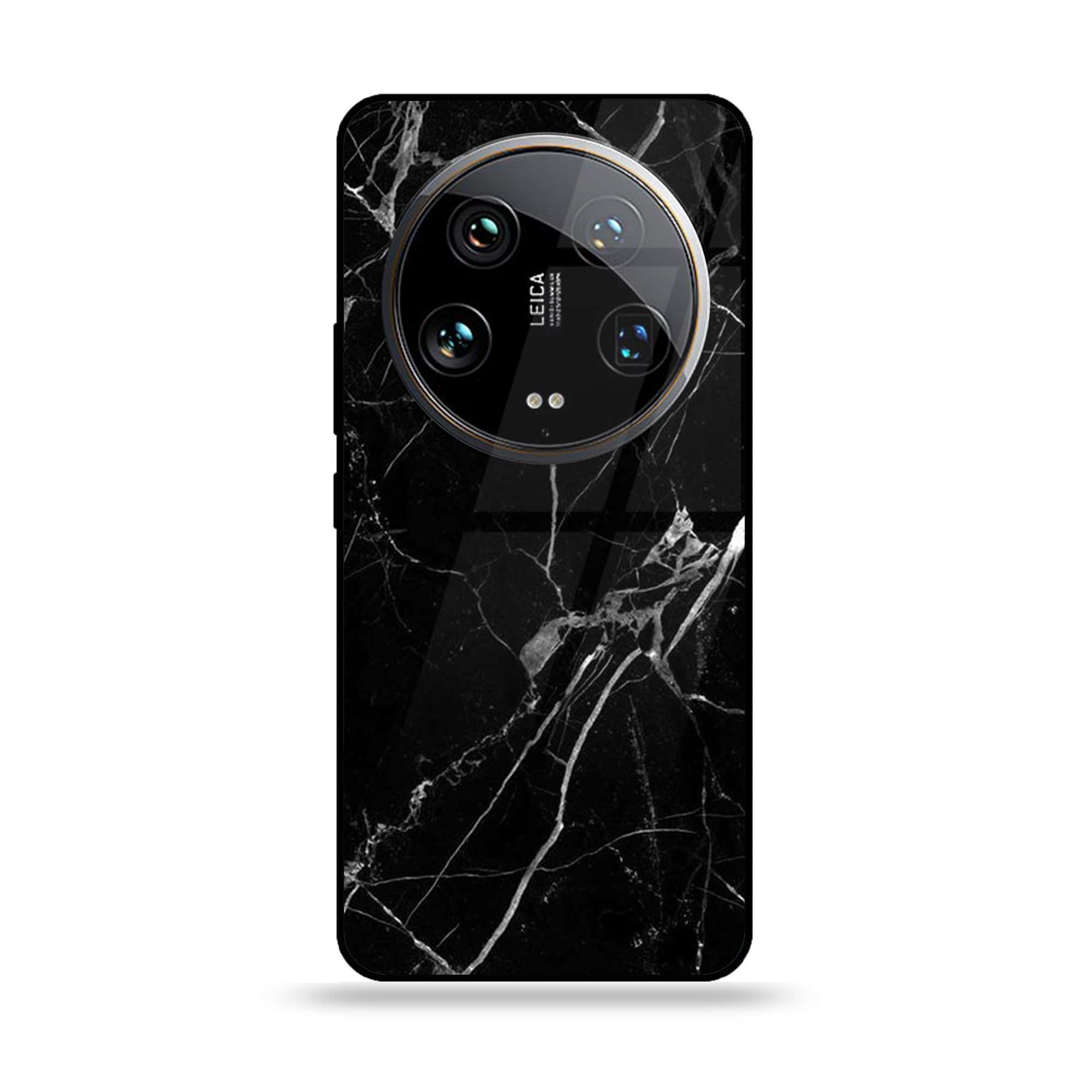 Xiaomi 14 Ultra - Black Marble Series - Premium Printed Glass soft Bumper shock Proof Case