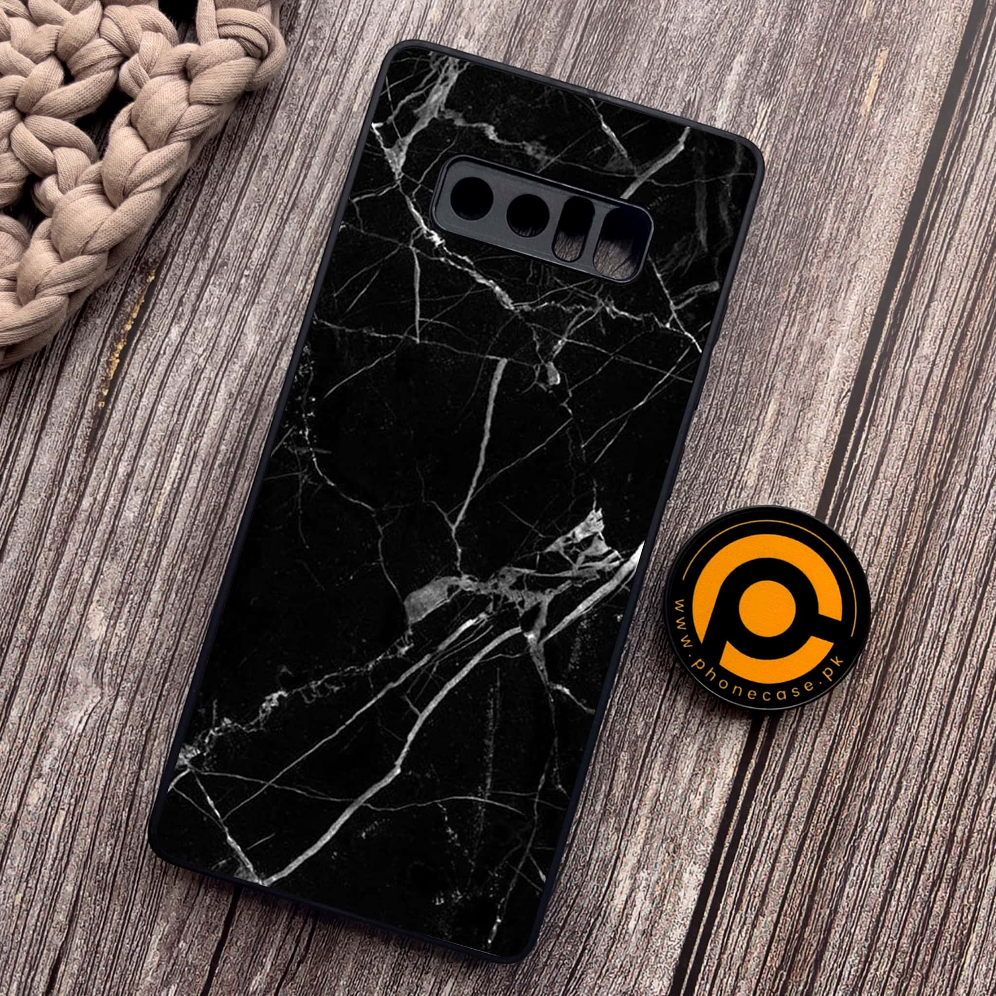 Samsung Galaxy Note 8 - Black Marble Series - Premium Metal Printed soft Bumper shock Proof Case