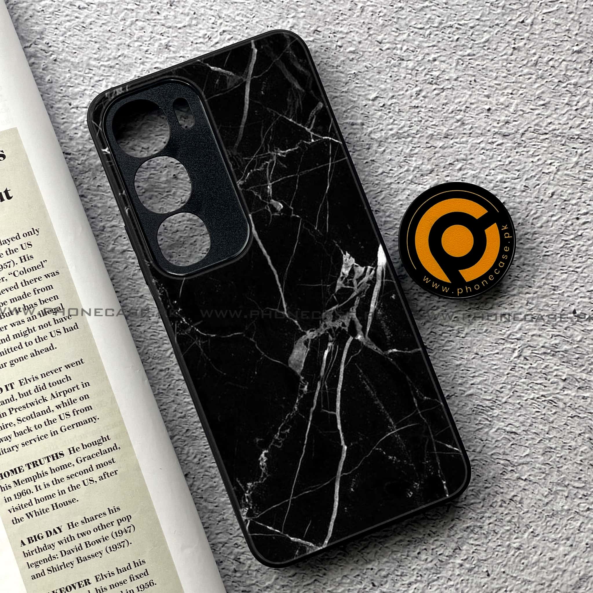 Vivo Y19s Pro - Black Marble Series - Premium Metal Printed soft Bumper shock Proof Case