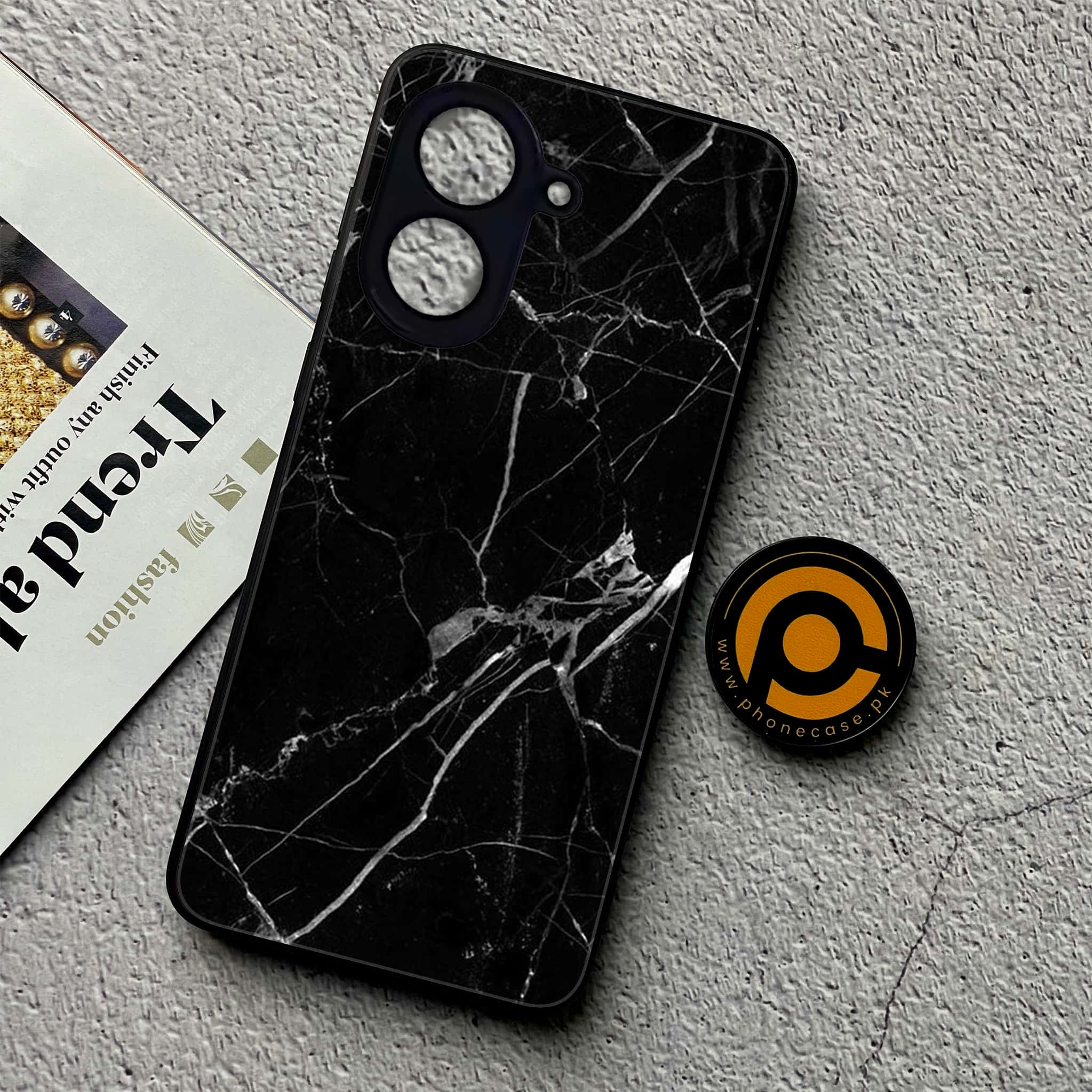 Xiaomi Redmi A5 - Black Marble Series - Premium Metal Printed soft Bumper shock Proof Case