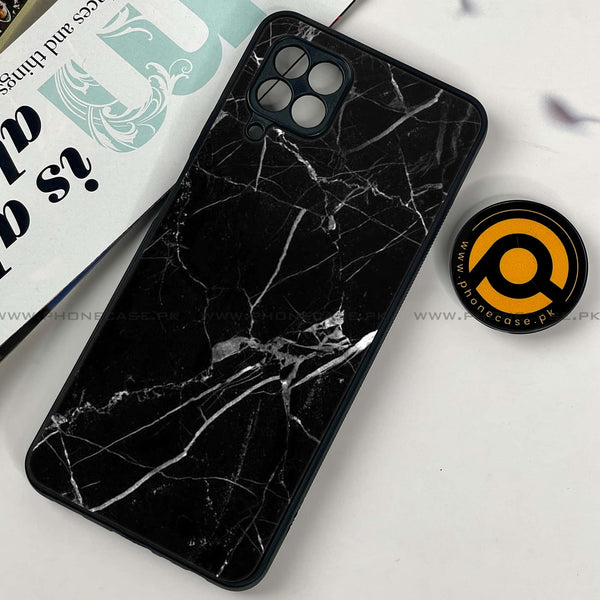 Samsung Galaxy A22 - Black Marble Design 2 - Premium Printed Glass soft Bumper shock Proof Case CS-41409