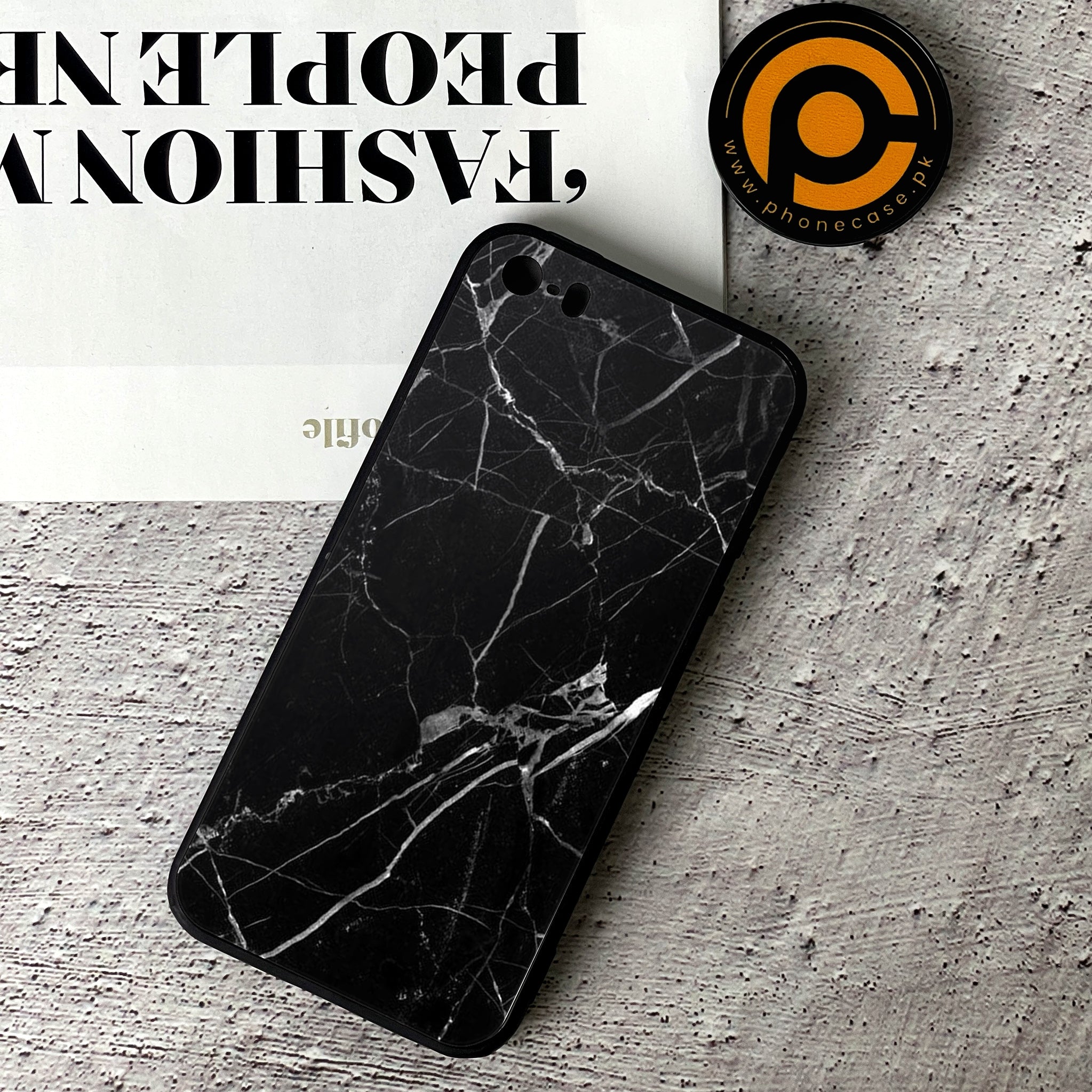 iPhone 5/5c/5s - Black Marble Series - Premium Printed Glass soft Bumper shock Proof Case