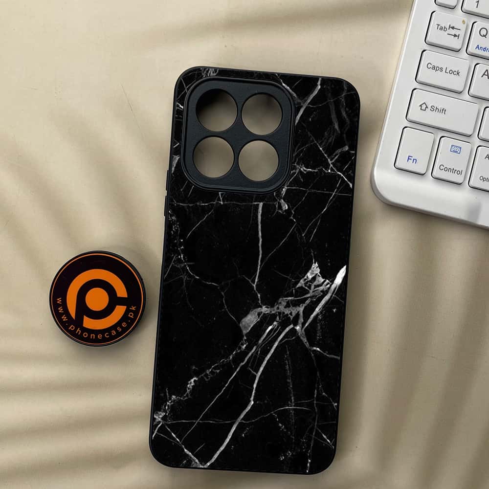 Honor X5b Plus - Black Marble Series - Premium Metal  Printed soft Bumper shock Proof Case
