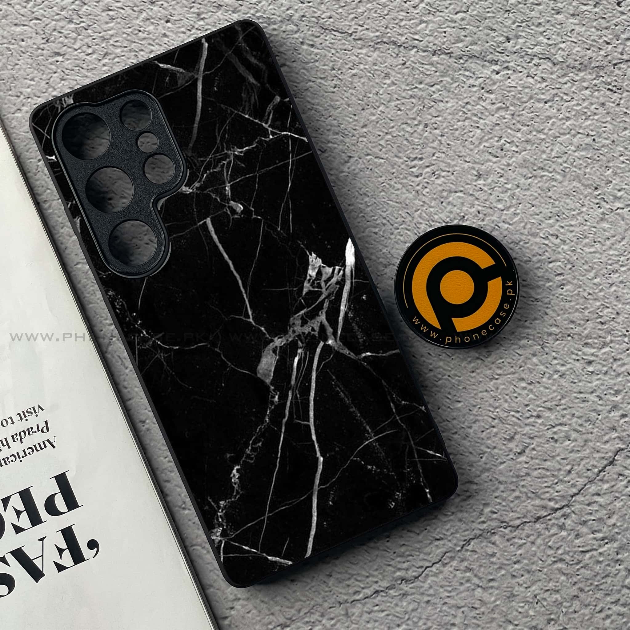 OnePlus 13 - Black Marble Series - Premium Metal Printed soft Bumper shock Proof Case