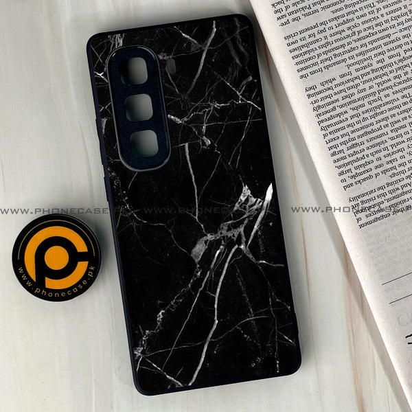 Infinix Hot 50 Pro Plus - Black Marble Design 2 - Premium Printed Glass soft Bumper shock Proof Case  CS-25117