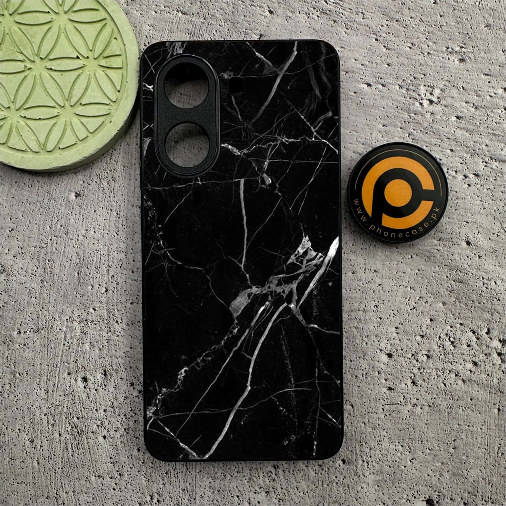 Xiaomi Redmi Turbo 4 - Black Marble Series - Premium Metal Printed soft Bumper shock Proof Case