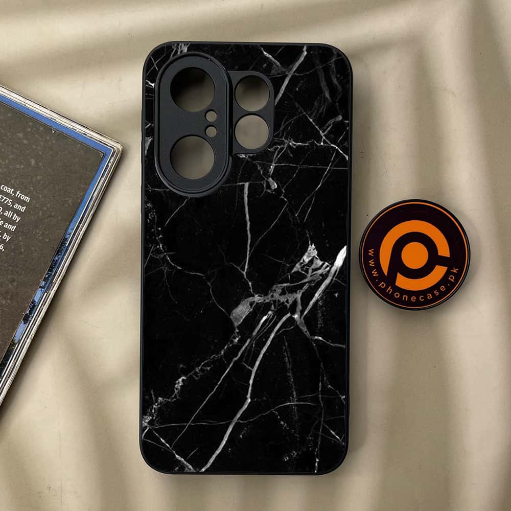Vivo X200 FE - Black Marble Series - Premium Metal Printed soft Bumper Shock Proof Case