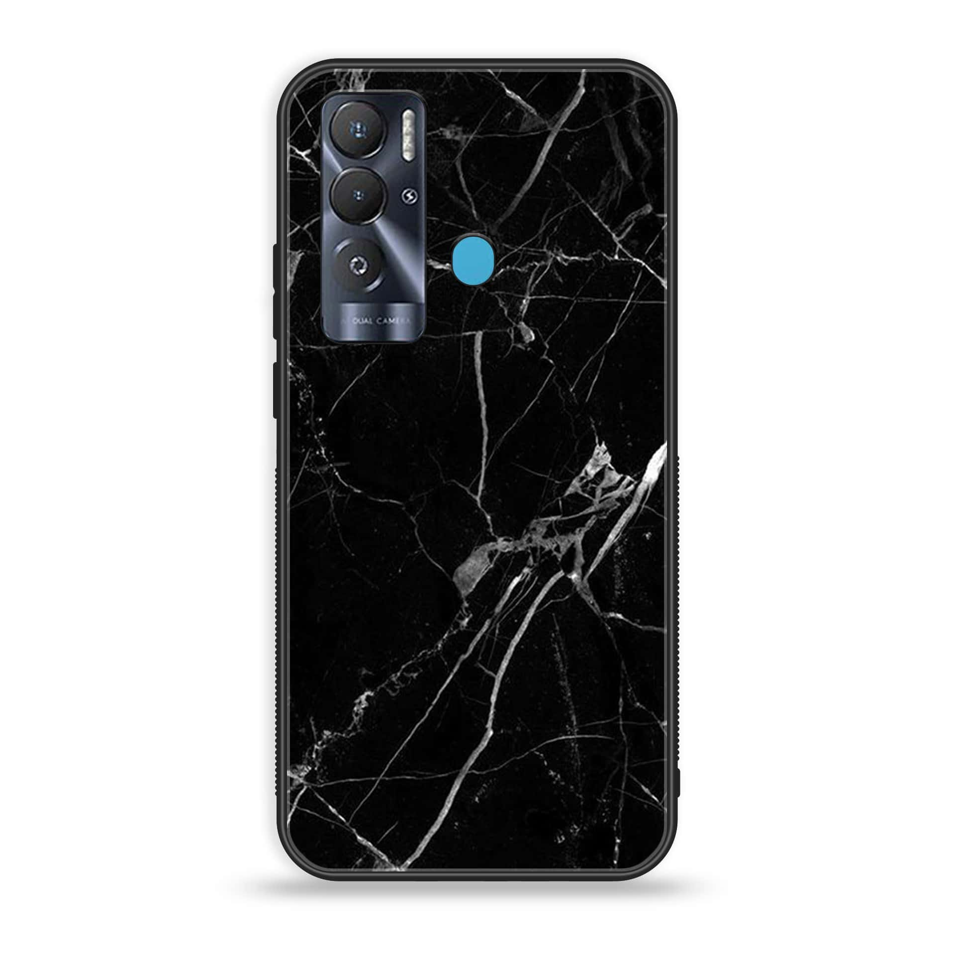 Tecno Pova Neo Black Marble Premium Printed Glass soft Bumper shock Proof Case