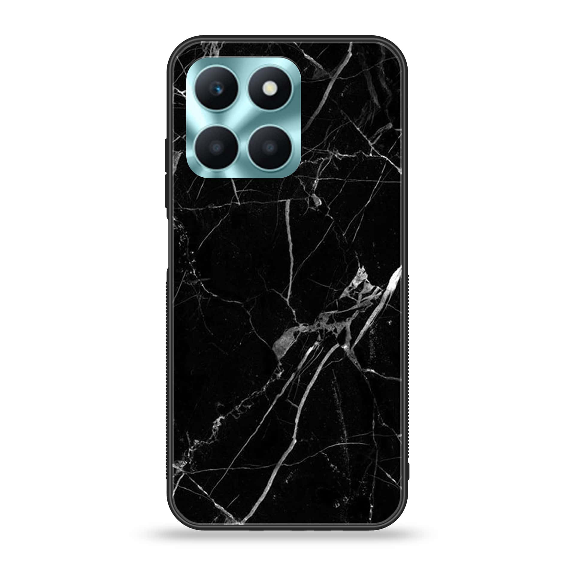 Honor X6a - Black Marble Series - Premium Printed Glass soft Bumper shock Proof Case