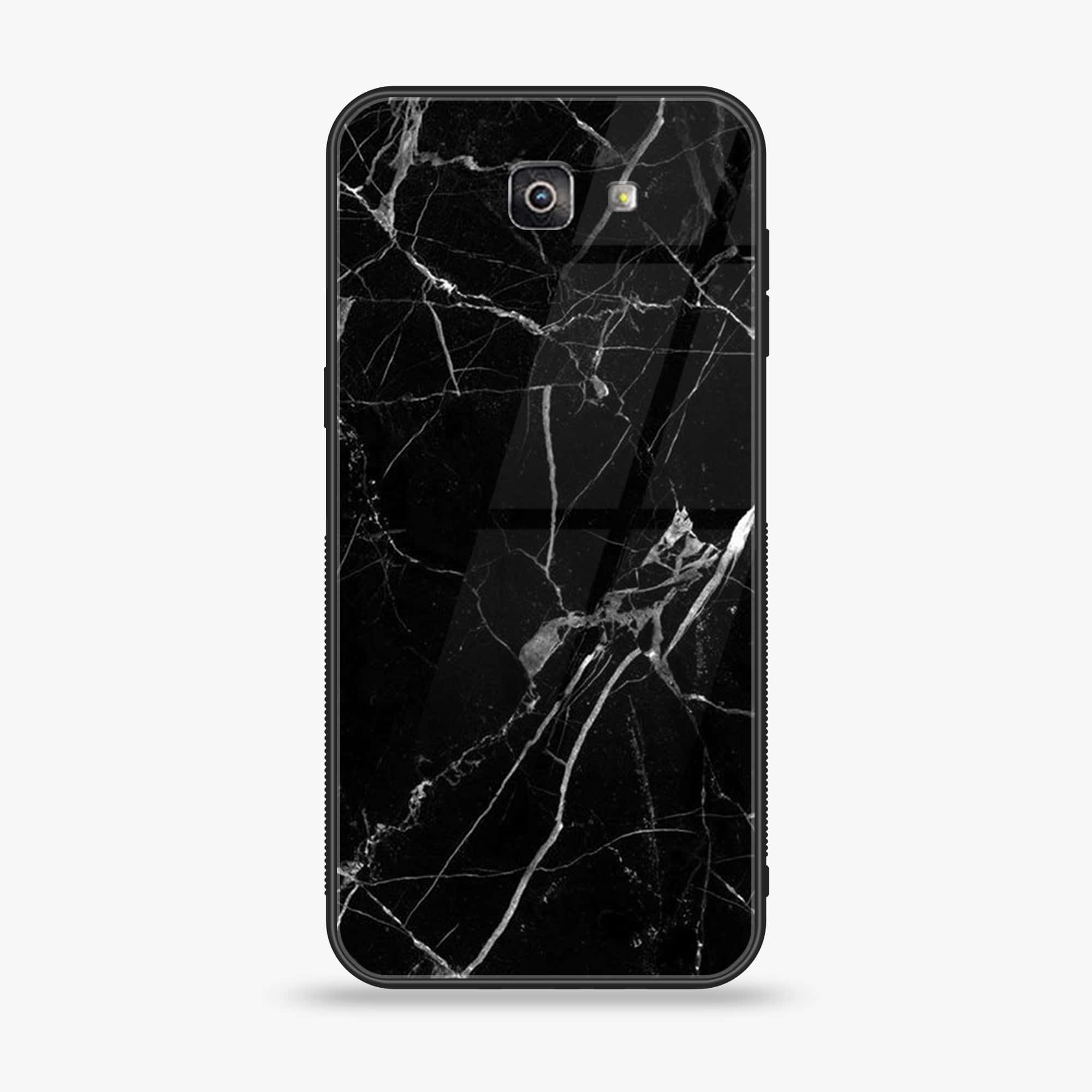 Galaxy J7 Prime - Black Marble Series - Premium Printed Glass soft Bumper shock Proof Case
