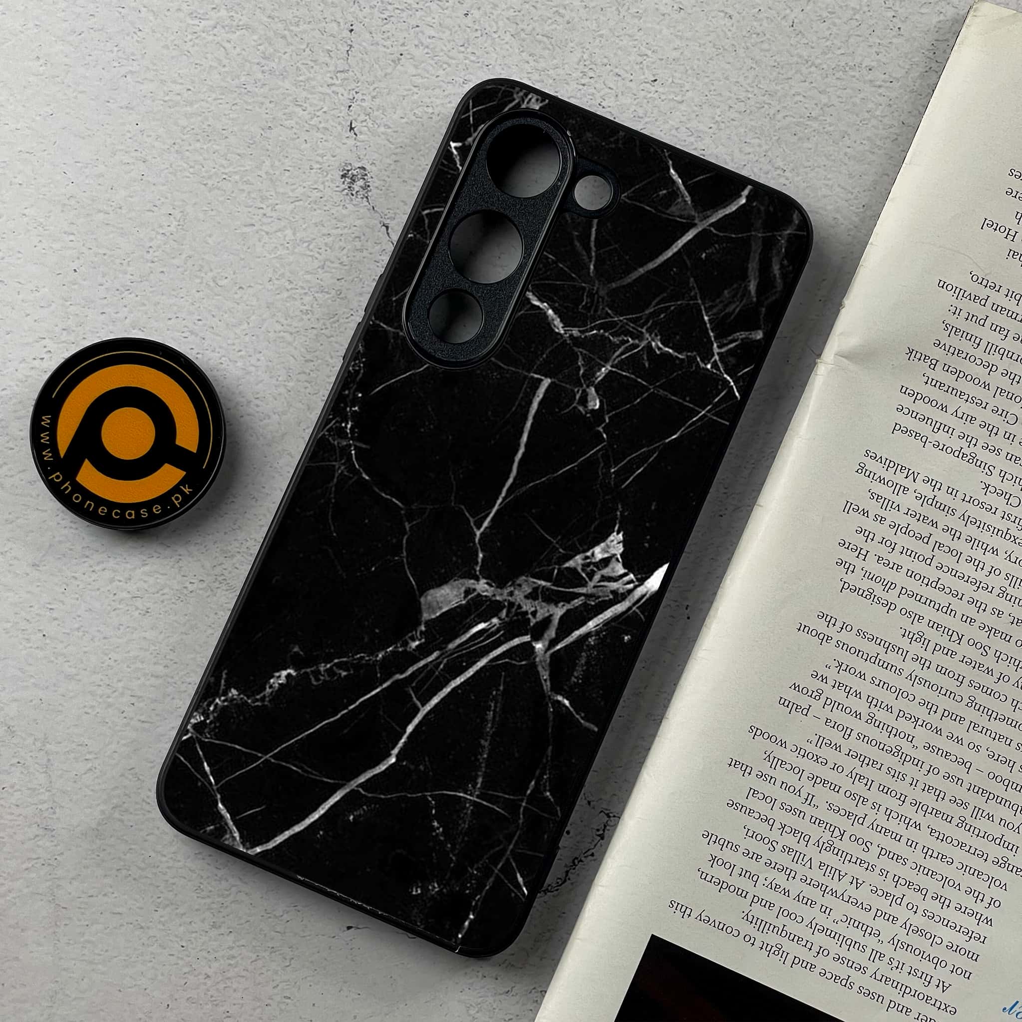 Vivo Y04 - Black Marble Series - Premium Metal Printed Soft Bumper Shockproof Case