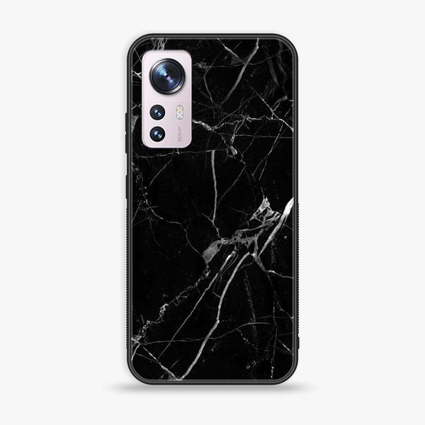 Xiaomi 12 Pro Black Marble Design 2 Premium Printed Glass soft Bumper shock Proof Case CS-20762