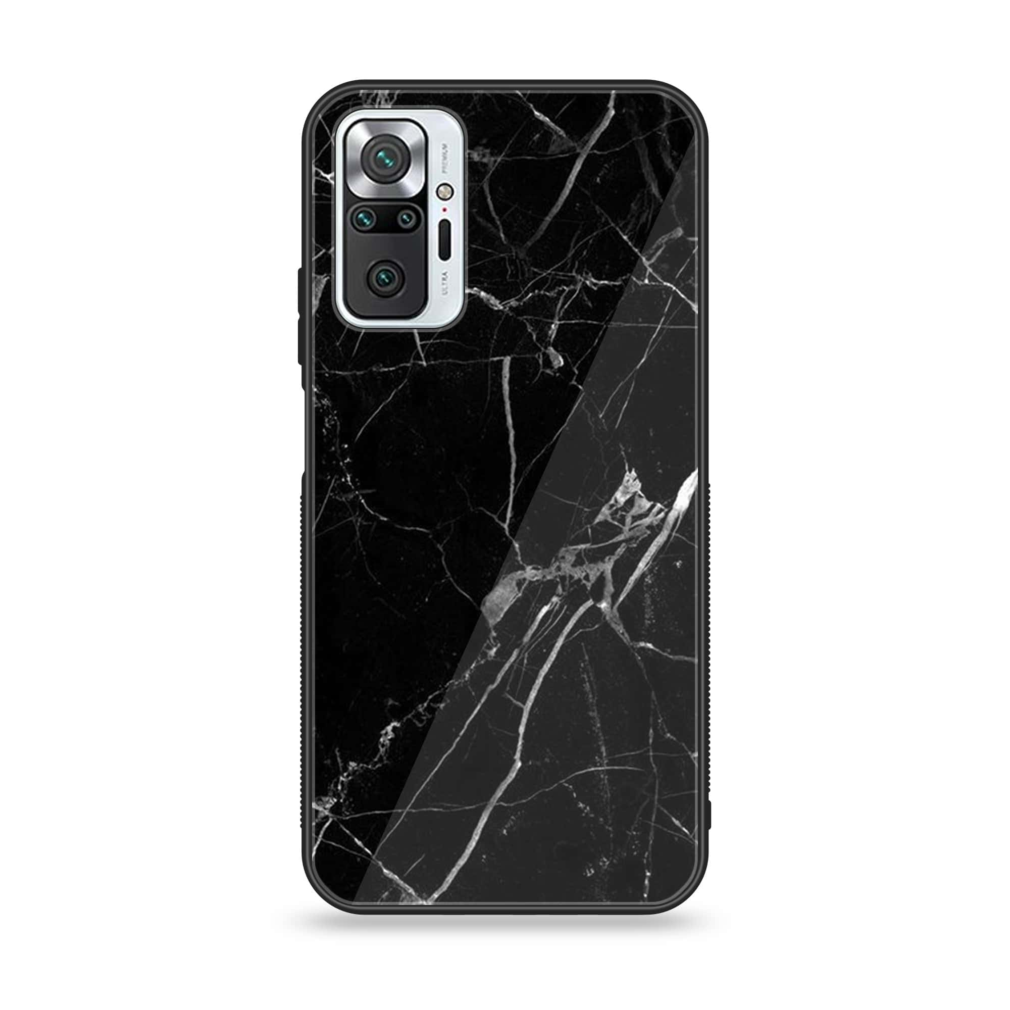 Xiaomi Redmi Note 10 Pro - Black Marble Series - Premium Printed Glass soft Bumper shock Proof Case