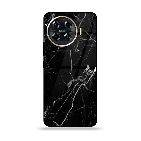 Tecno Spark 20 pro plus - Black Marble Design 2  - Premium Printed Glass soft Bumper shock Proof Case  CS-26176