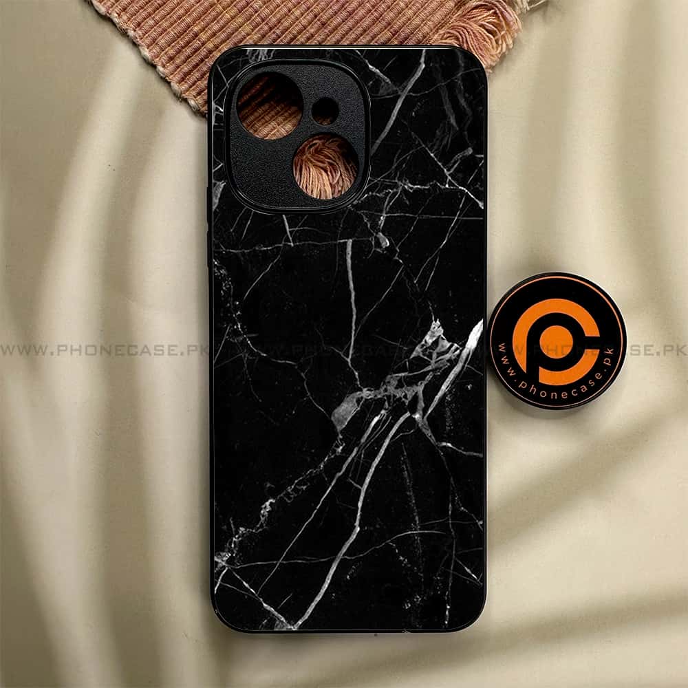 Tecno Spark 40C - Black Marble Series - Premium Metal Printed soft Bumper shock Proof Case