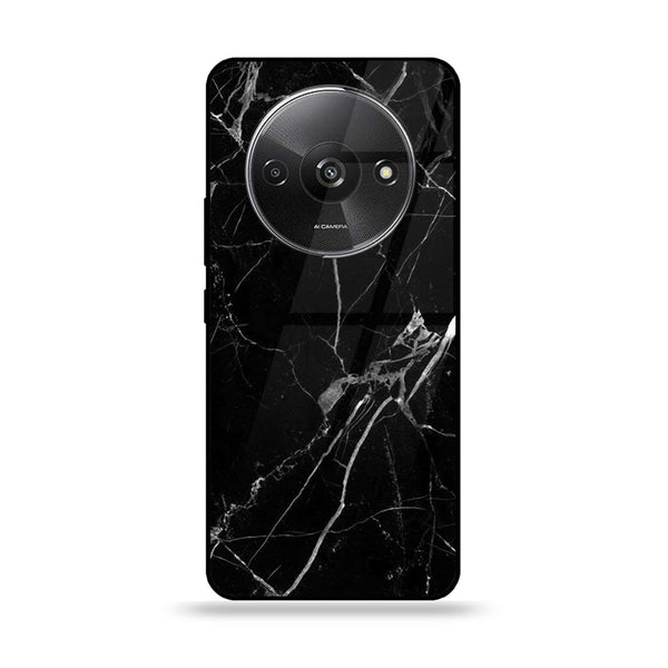 Xiaomi Redmi A3 - Black Marble Design 2 - Premium Printed Glass soft Bumper shock Proof Case  CS-25827