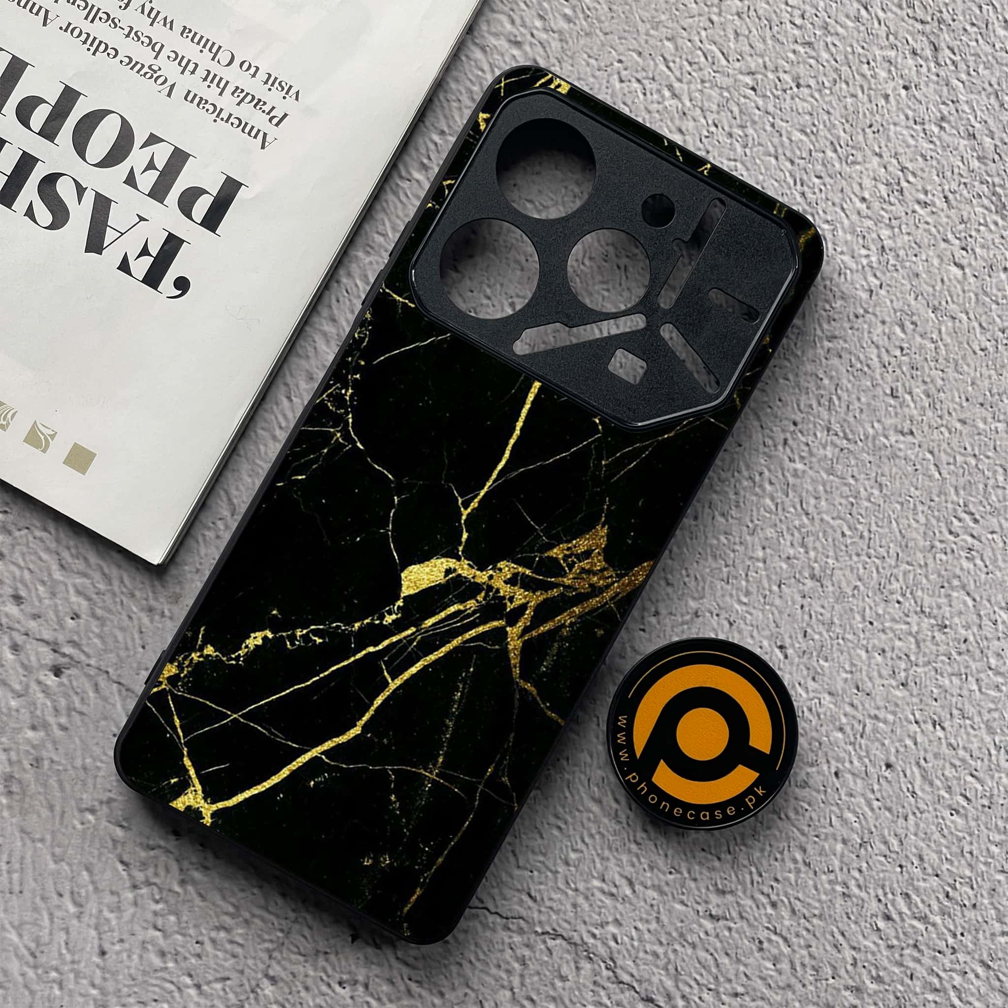 Tecno Pova 6 Neo - Black Marble Series - Premium Metal  Printed soft Bumper shock Proof Case