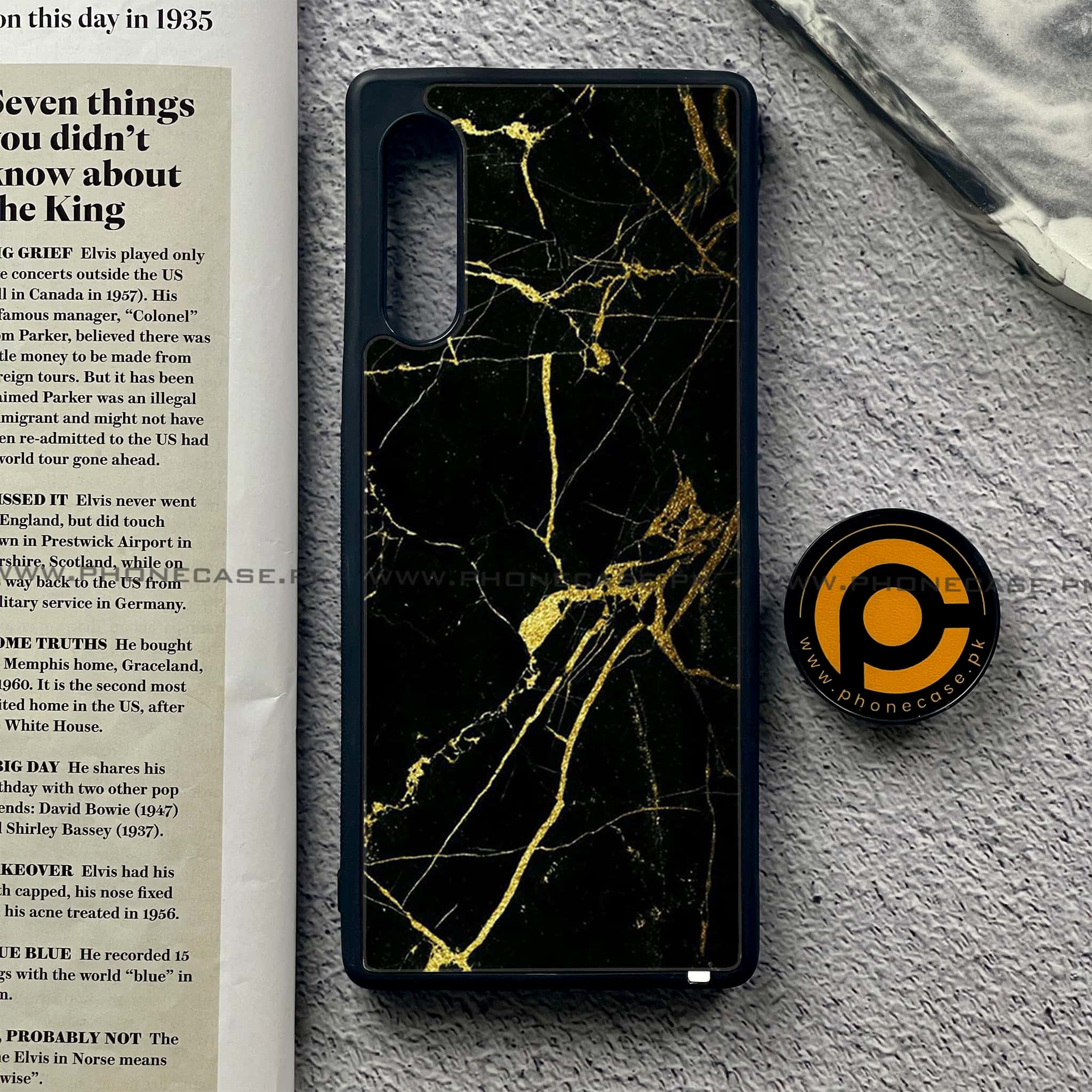LG Velvet - Black Marble Series - Premium Printed Glass soft Bumper shock Proof Case