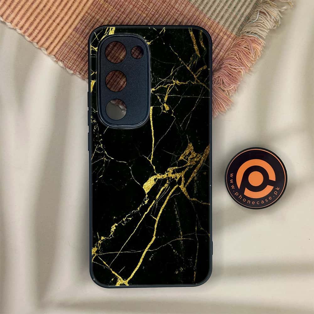 Tecno Spark 40 Pro Plus - Black Marble Series - Premium Metal Printed soft Bumper shock Proof Case
