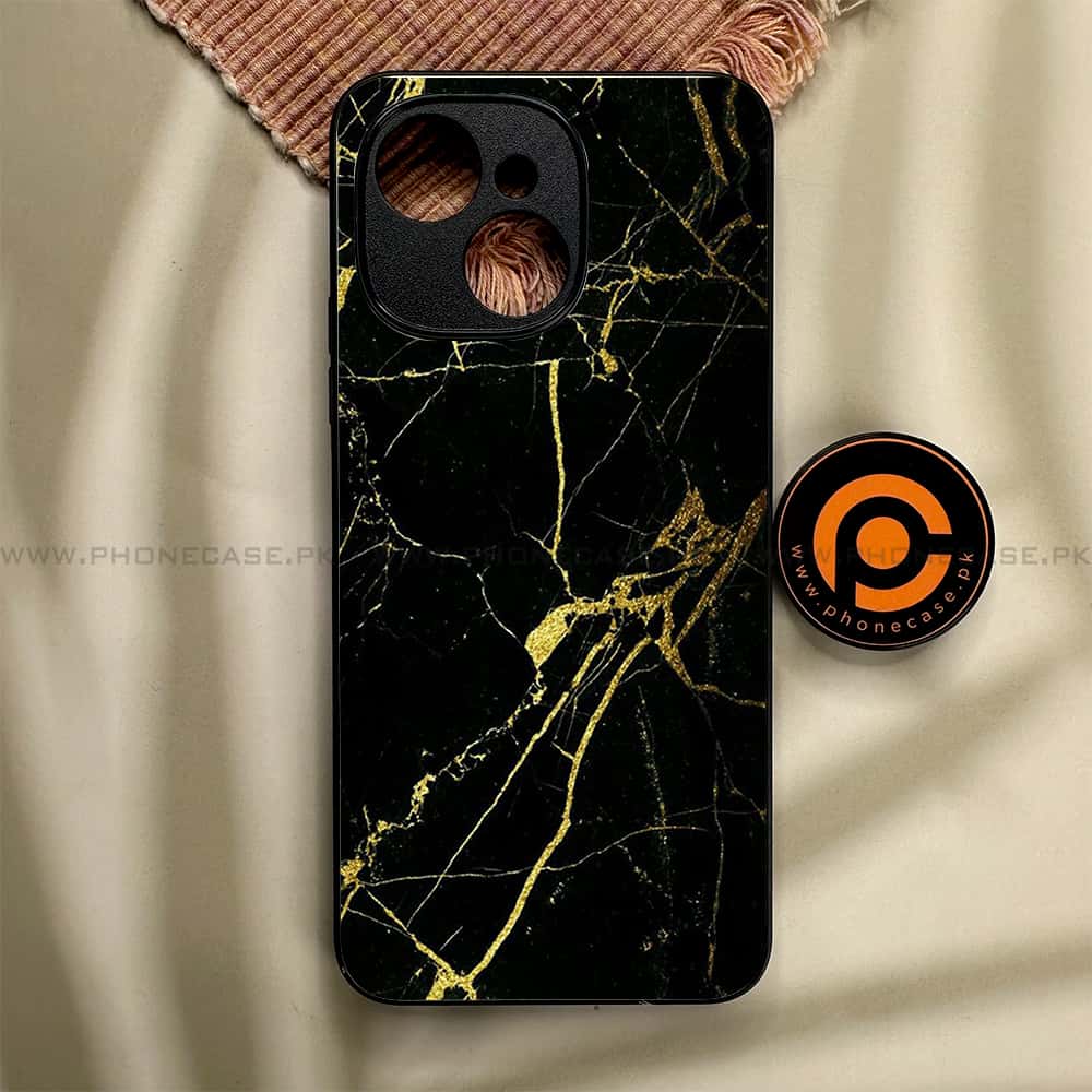 Tecno Spark 40C - Black Marble Series - Premium Metal Printed soft Bumper shock Proof Case