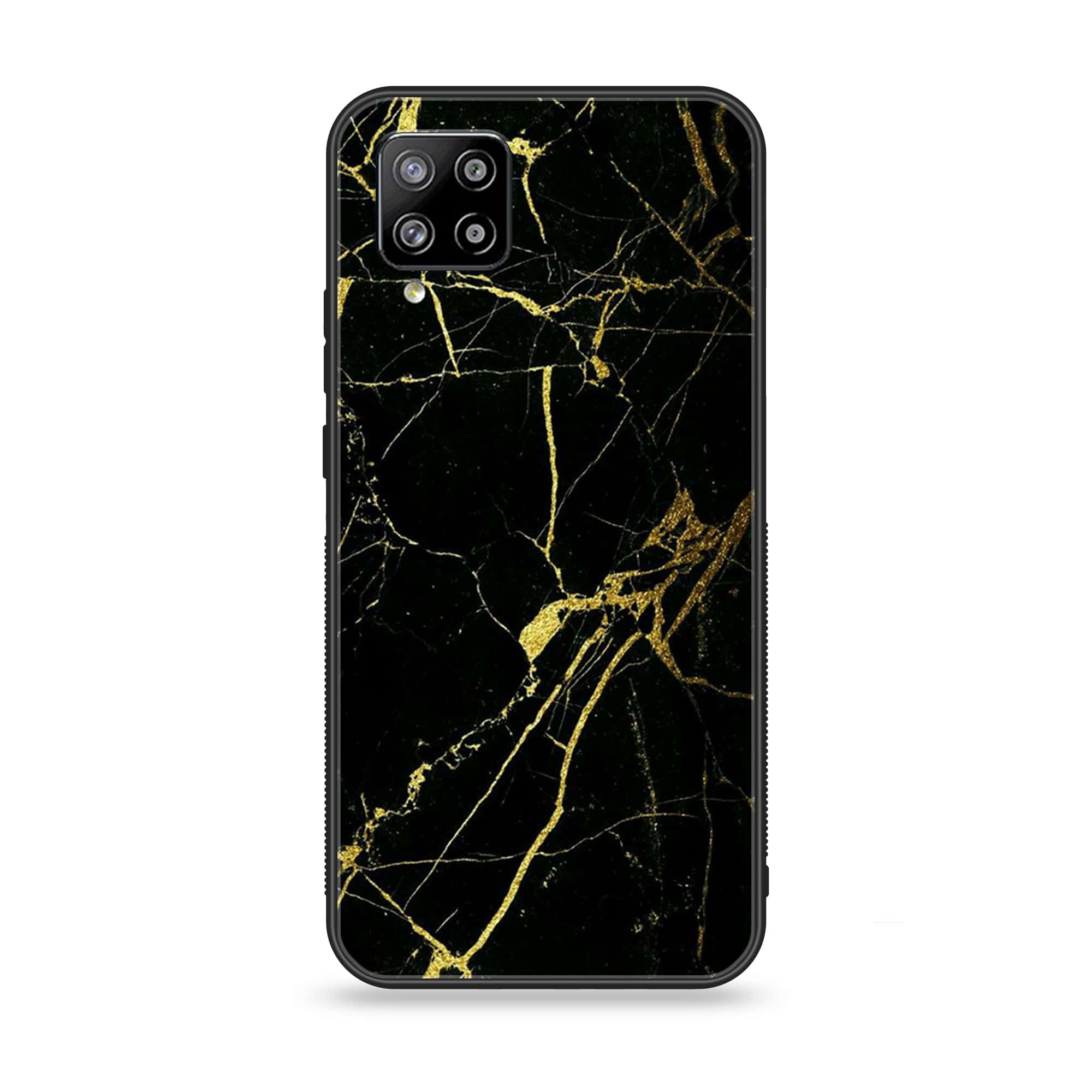 Samsung Galaxy A42 5G - Black Marble Series - Premium Printed Glass soft Bumper shock Proof Case