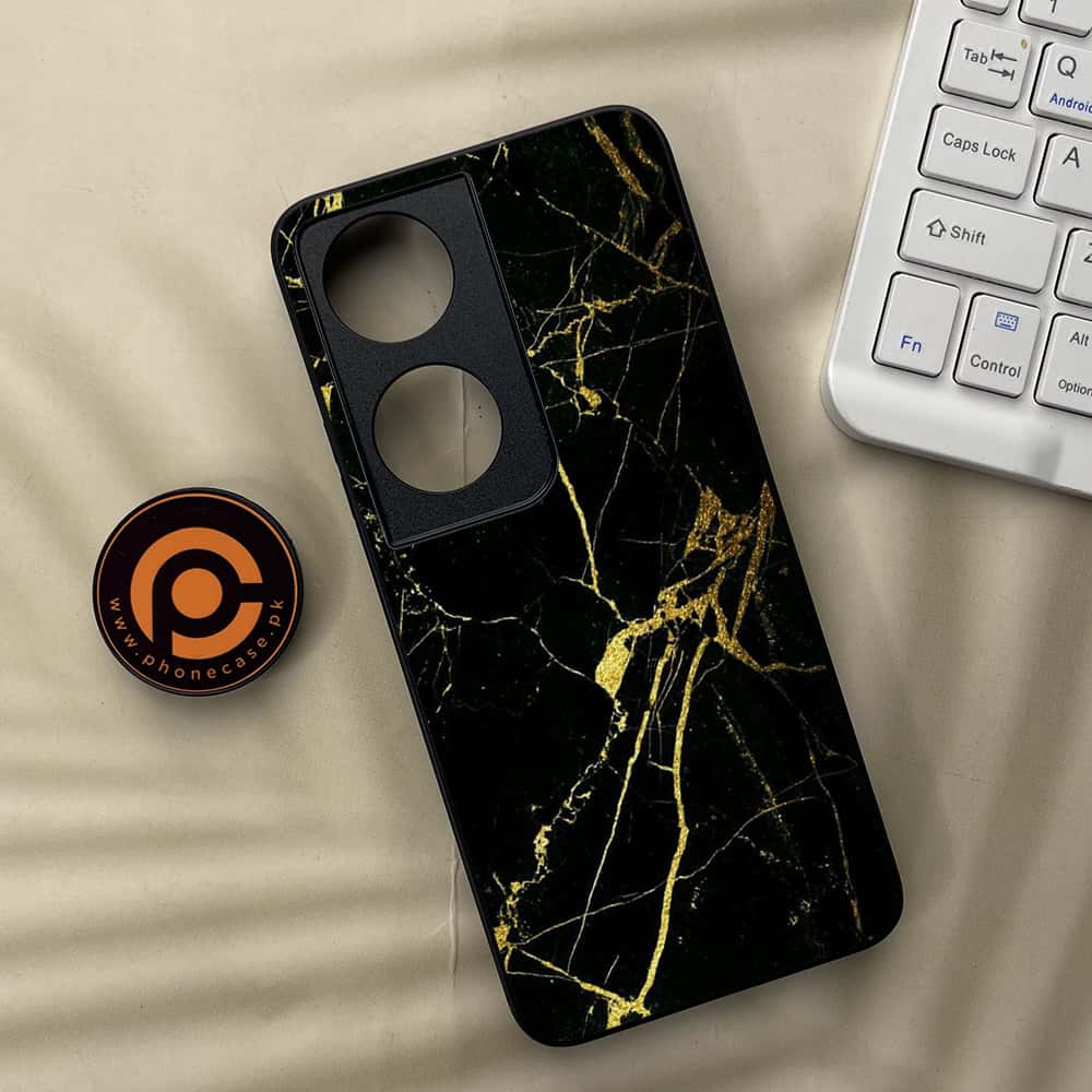 Honor X7b - Black Marble Series - Premium Metal  Printed soft Bumper shock Proof Case