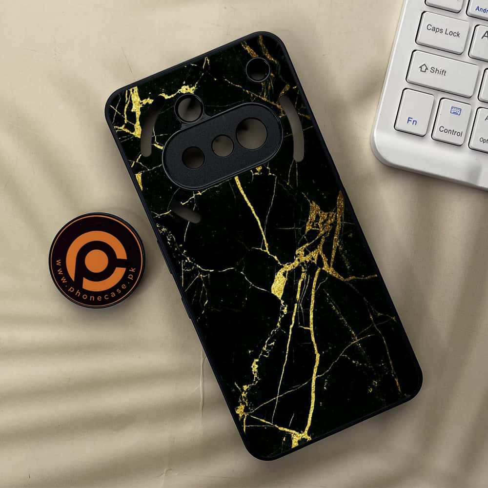 Nothing Phone 3a - Black Marble Series - Premium Metal  Printed soft Bumper shock Proof Case