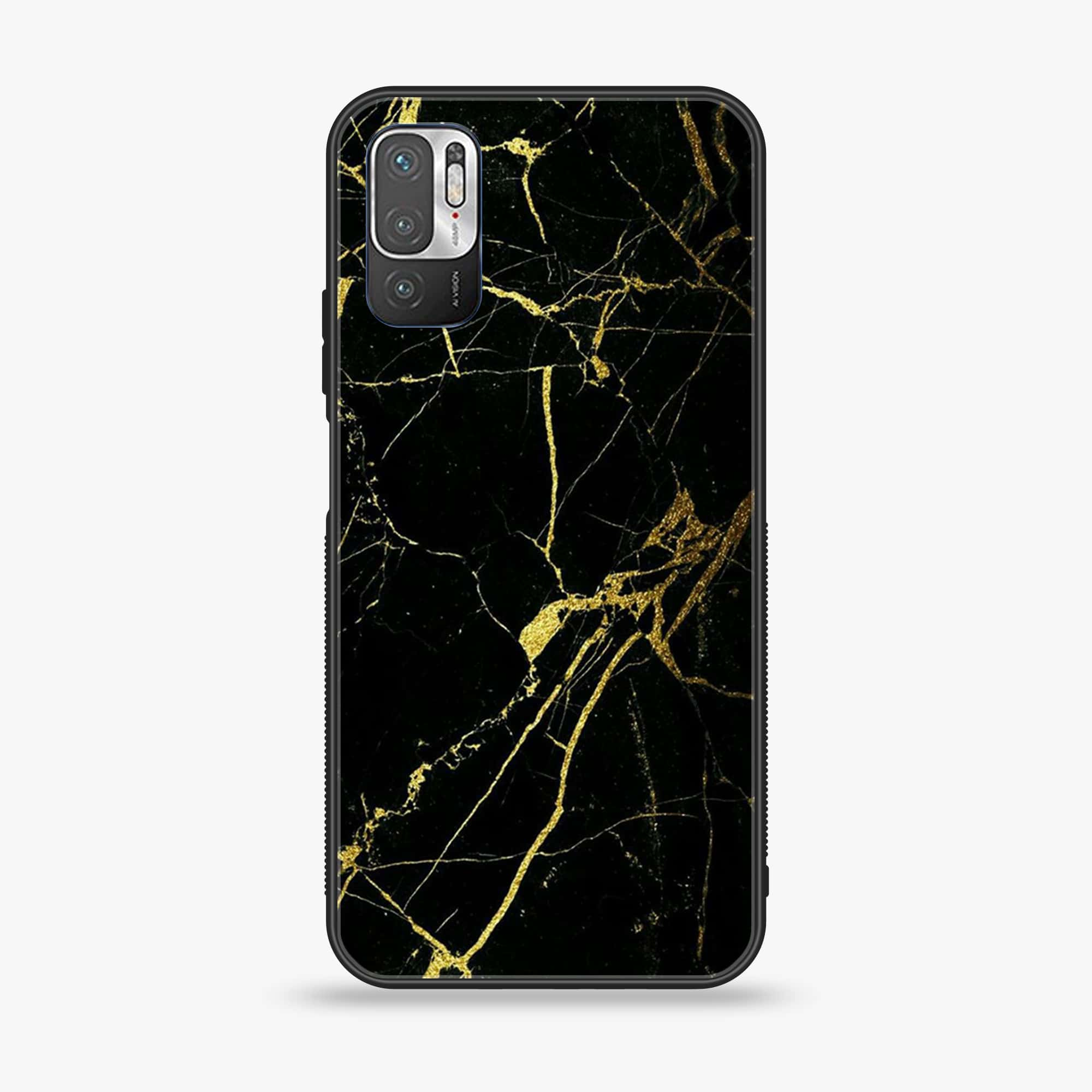 Xiaomi Redmi Note 10 5G - Black Marble Series - Premium Printed Glass soft Bumper shock Proof Case