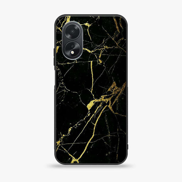 Oppo A18 4G - Black Marble Design 3 - Premium Printed Glass soft Bumper shock Proof Case CS-21302