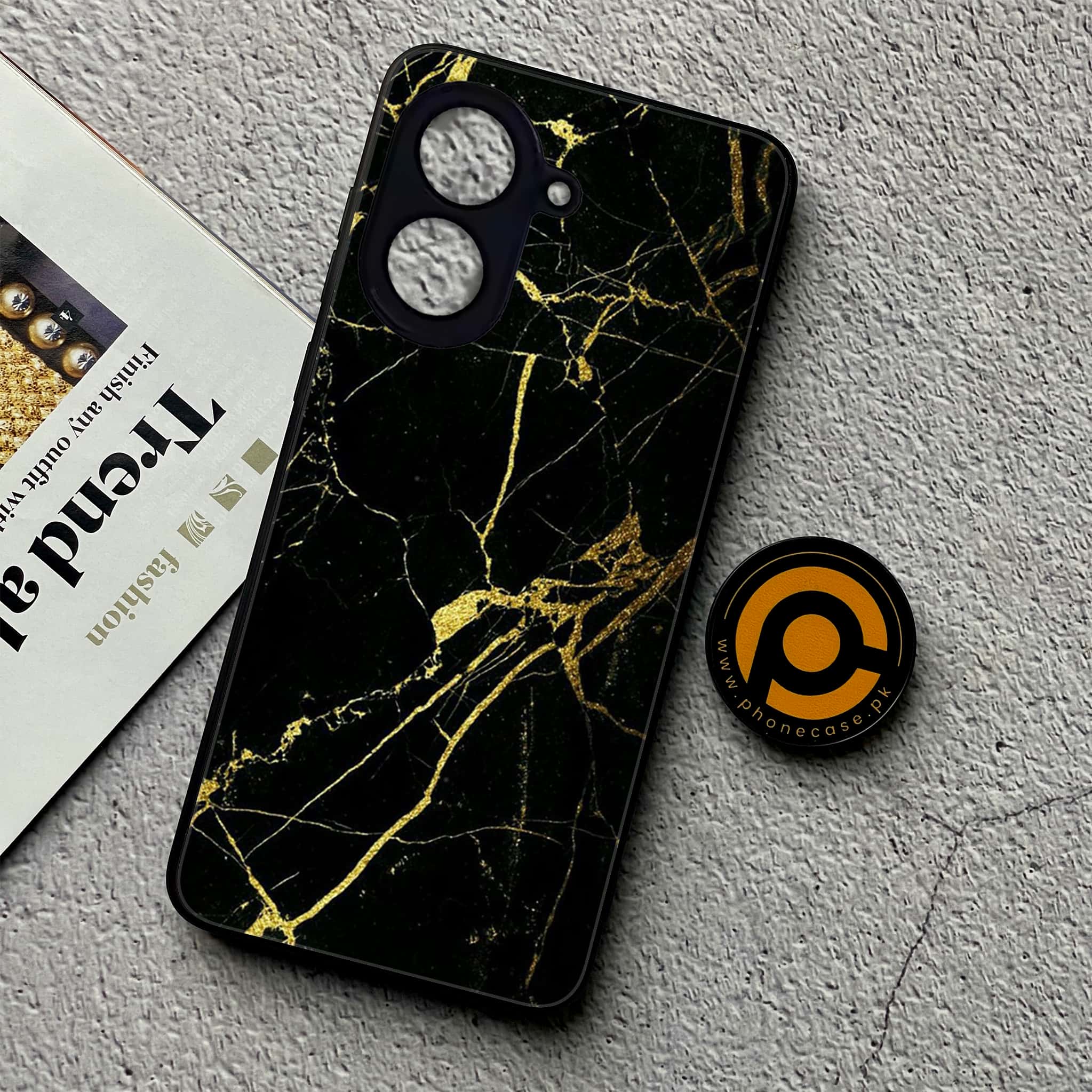 Xiaomi Redmi A5 - Black Marble Series - Premium Metal Printed soft Bumper shock Proof Case