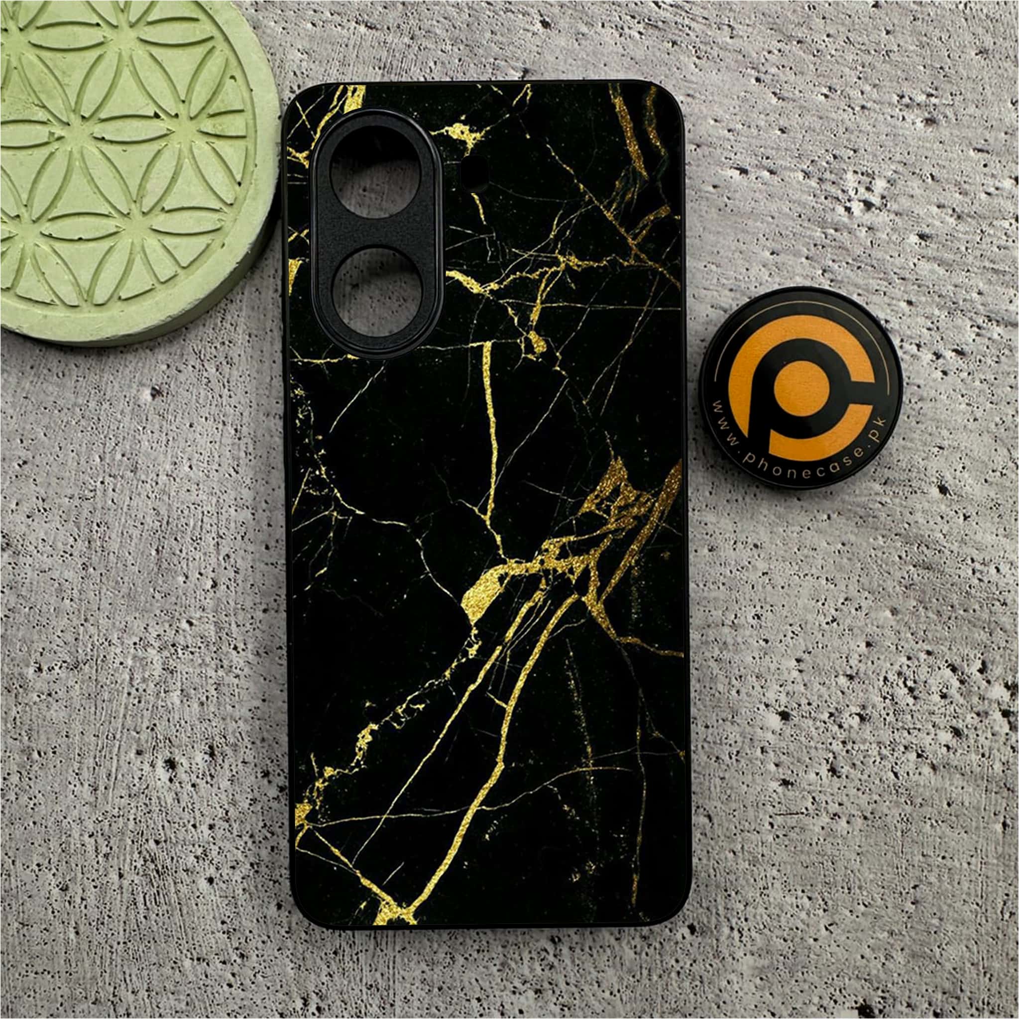 Xiaomi Redmi Turbo 4 - Black Marble Series - Premium Metal Printed soft Bumper shock Proof Case