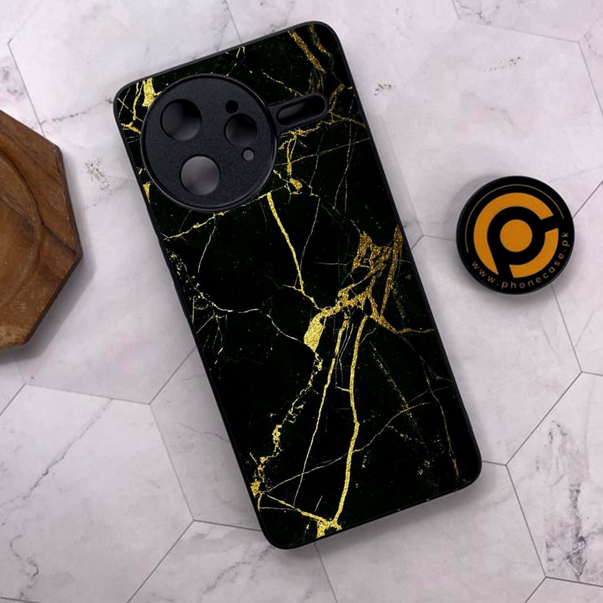 Xiaomi Poco F7 Ultra 5G - Black Marble Series - Premium Metal Printed soft Bumper shock Proof Case