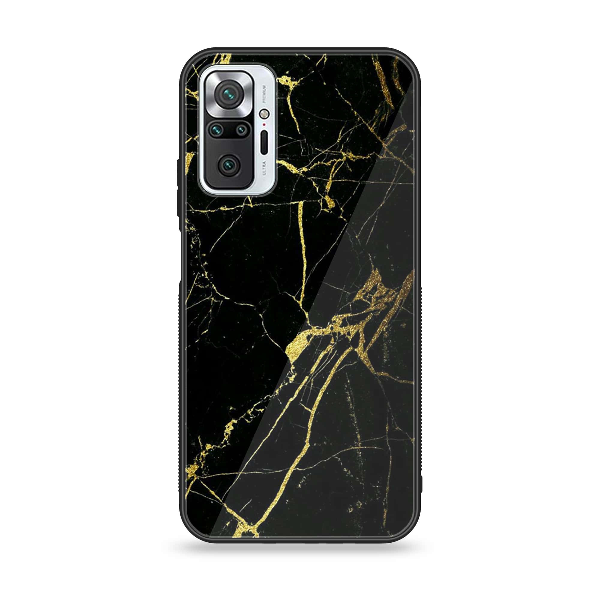 Xiaomi Redmi Note 10 Pro - Black Marble Series - Premium Printed Glass soft Bumper shock Proof Case