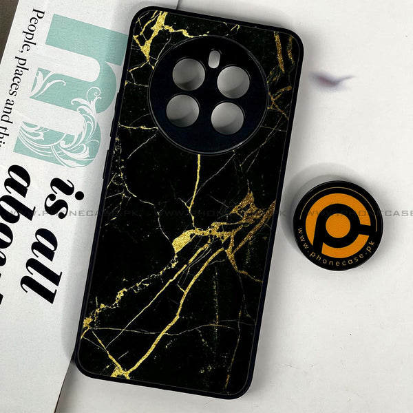 Realme 12 Plus 5G / 12 4G - Black Marble Design 3  - Premium Printed Glass soft Bumper shock Proof Case  CS-25426