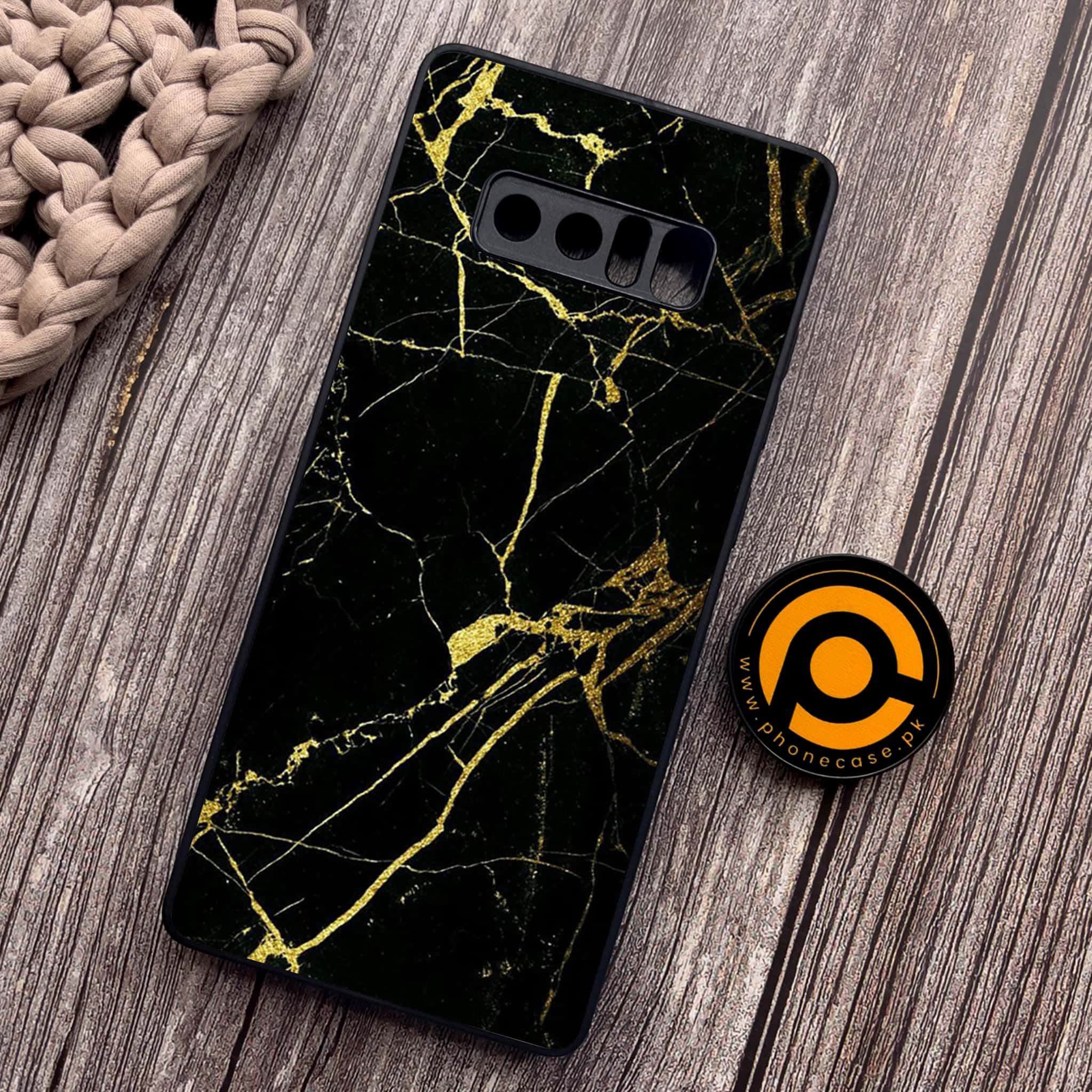 Samsung Galaxy Note 8 - Black Marble Series - Premium Metal Printed soft Bumper shock Proof Case