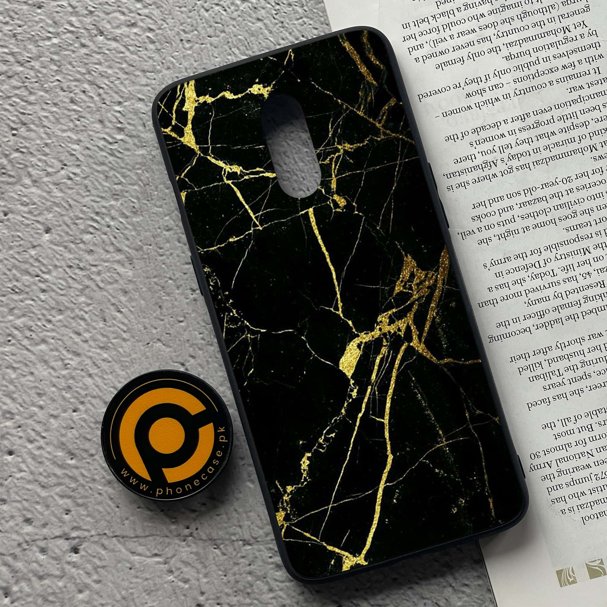 OnePlus 7 - Black Marble Series - Premium Printed Glass soft Bumper shock Proof Case