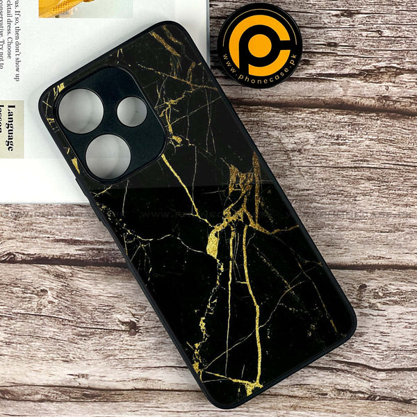 Xiaomi Redmi 13 - Black Marble Design 3- Premium Printed Glass soft Bumper shock Proof Case CS-49873