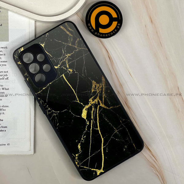 Galaxy A32 - Black Marble Design 3 - Premium Printed Glass soft Bumper shock Proof Case CS-27873