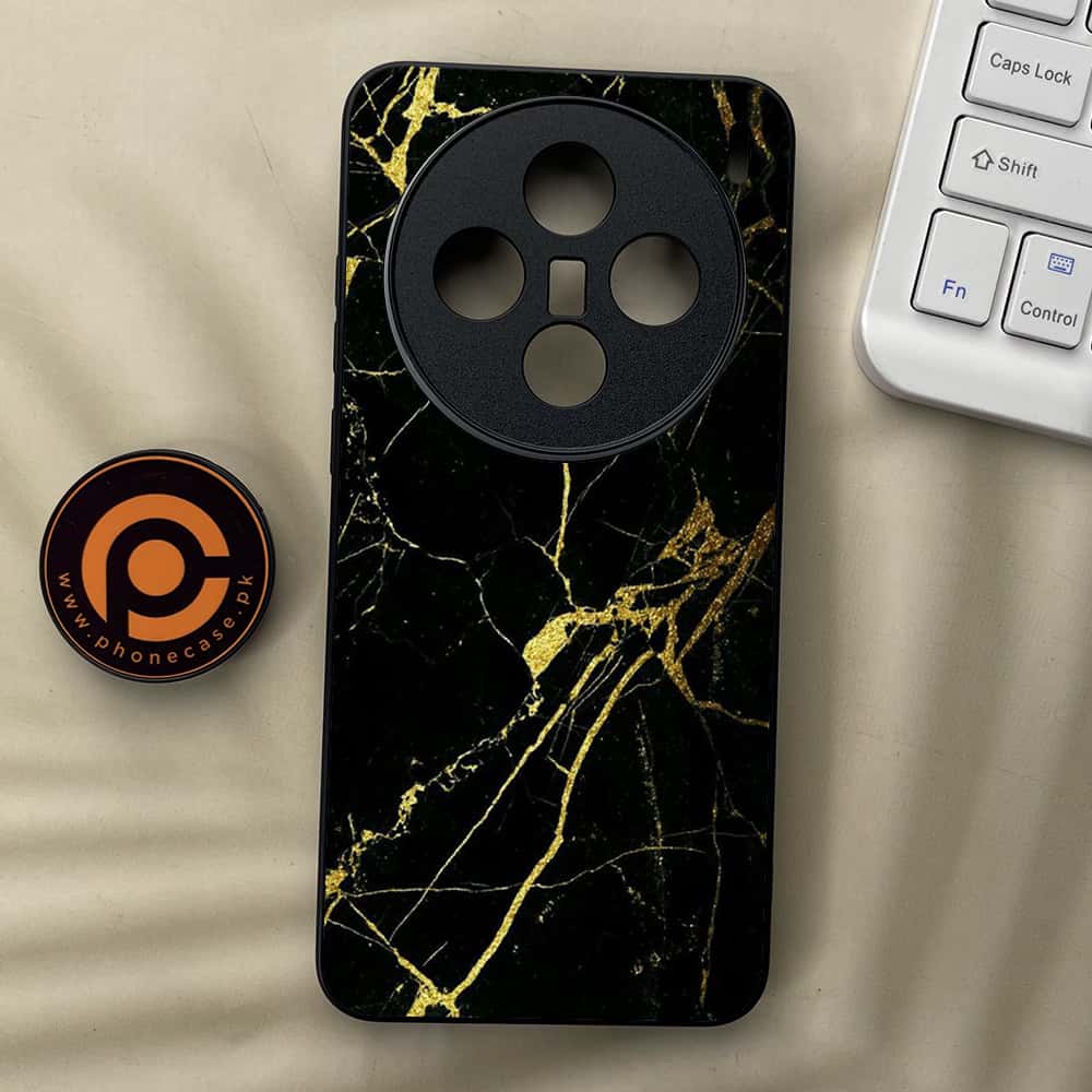 Vivo X200 - Black Marble Series - Premium Metal  Printed soft Bumper shock Proof Case